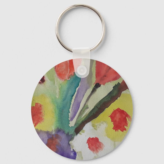 Abstract Tulips & Spring Flowers  Keychain (Front)