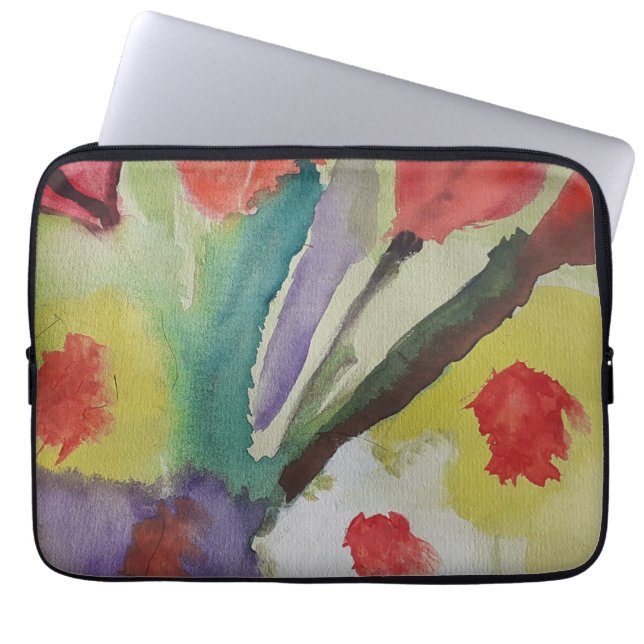 Abstract Tulips & Spring Flowers Laptop Sleeve (Front)