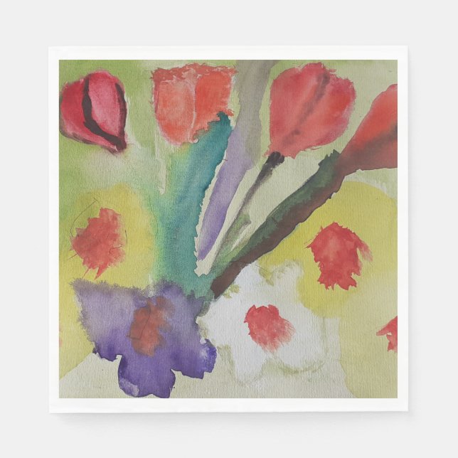Abstract Tulips & Spring Flowers Napkins (Front)