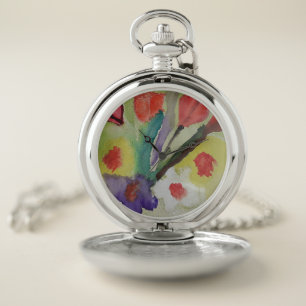 Abstract Tulips & Spring Flowers Pocket Watch