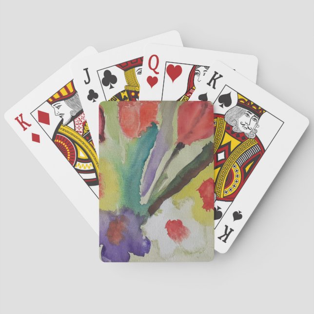 Abstract Tulips & Spring Flowers  Poker Cards (Back)