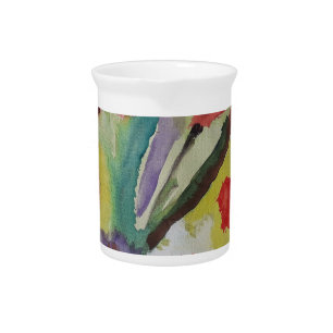 Abstract Tulips & Spring Flowers Porcelain Pitcher