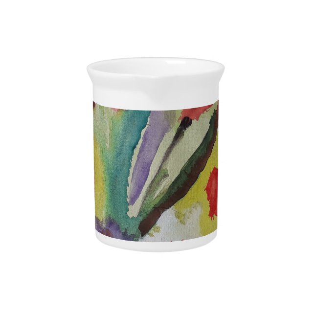 Abstract Tulips & Spring Flowers Porcelain Pitcher (Front)