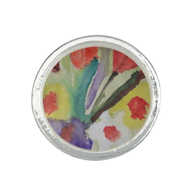 Abstract Tulips & Spring Flowers Ring (Front)