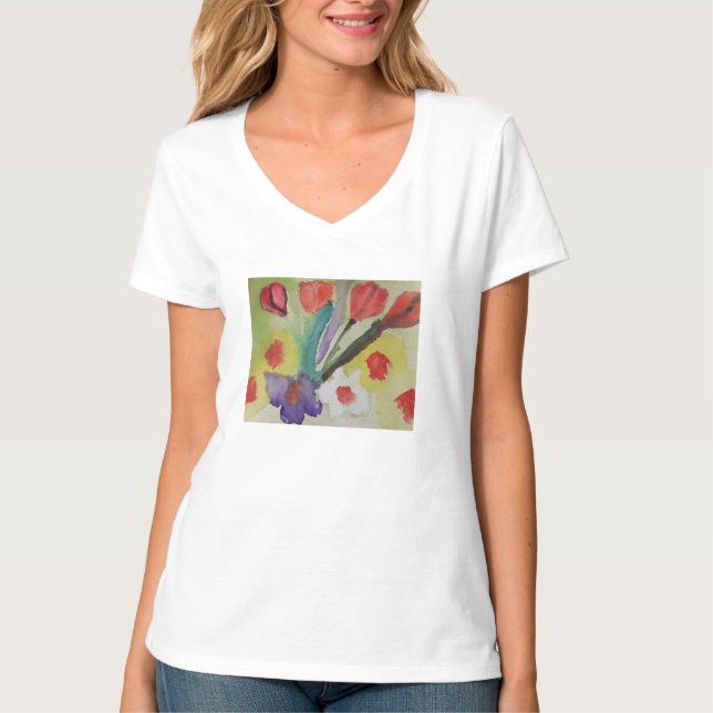 Abstract Tulips & Spring Flowers  T-Shirt (Front)