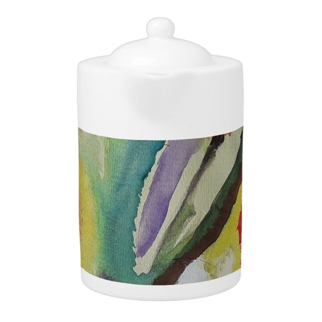 Abstract Tulips & Spring Flowers Tea Pot (Front)