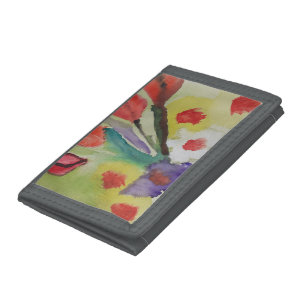 Abstract Tulips & Spring Flowers Trifold Wallet