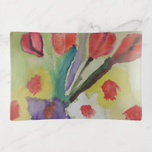 Abstract Tulips & Spring Flowers Trinket Tray