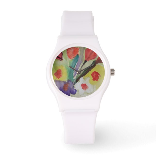 Abstract Tulips & Spring Flowers Watch (Front)