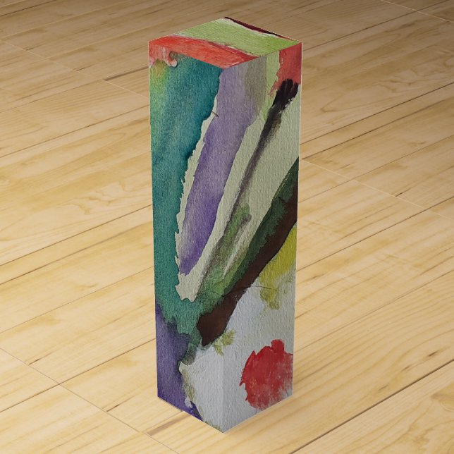 Abstract Tulips & Spring Flowers Wine Box (Front)