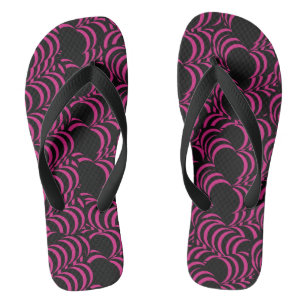 Abstract Tunnel Swirls Pink Black Flip Flops