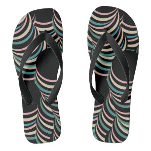 Abstract Tunnel Swirls Pink Green Black Flip Flops