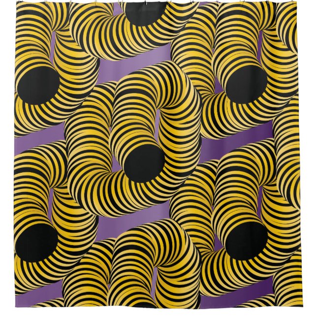 Abstract Tunnel Yellow Black Purple Gradient Shower Curtain (Front)