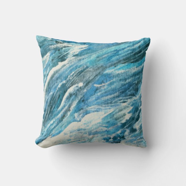 Abstract turbulent sea blue pillow (Front)