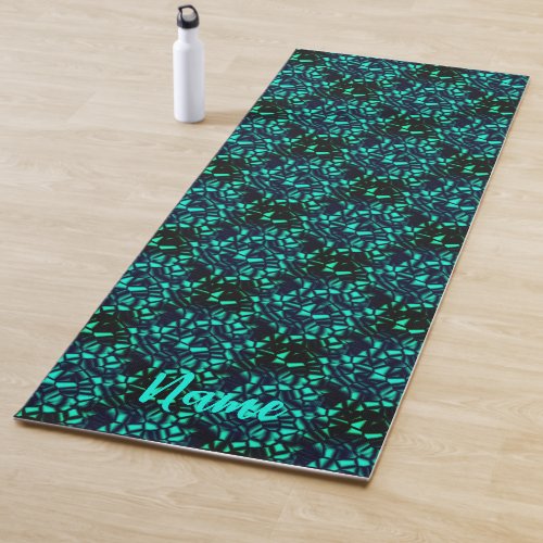 Abstract Turquoise And Black Personalized Yoga Mat
