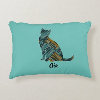 Abstract Turquoise and Gold Cat