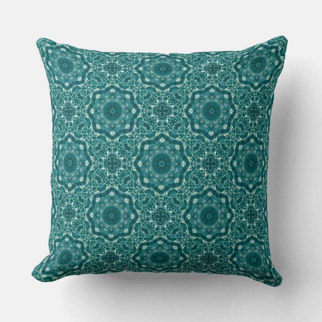 Abstract Turquoise Aqua Mosaic Geometric Backgroun Throw Pillow (Front)
