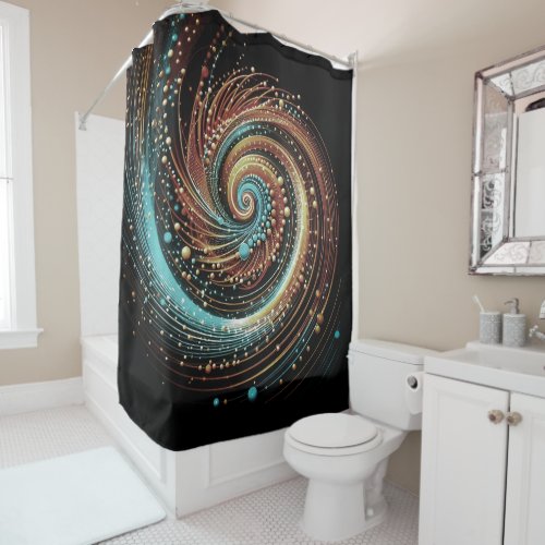 Abstract Turquoise Blue Copper Shower Curtain