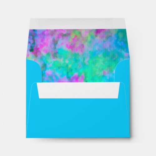 Abstract Turquoise Blue Purple Pink Aqua RSVP Envelope