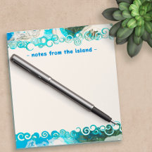 Abstract Turquoise Blue & Sea Green Custom Notepad