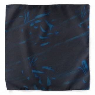 Abstract Turquoise Brushstrokes on Black Bandanas