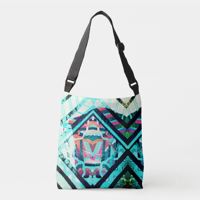 Abstract Turquoise Crossbody Bag (Front)
