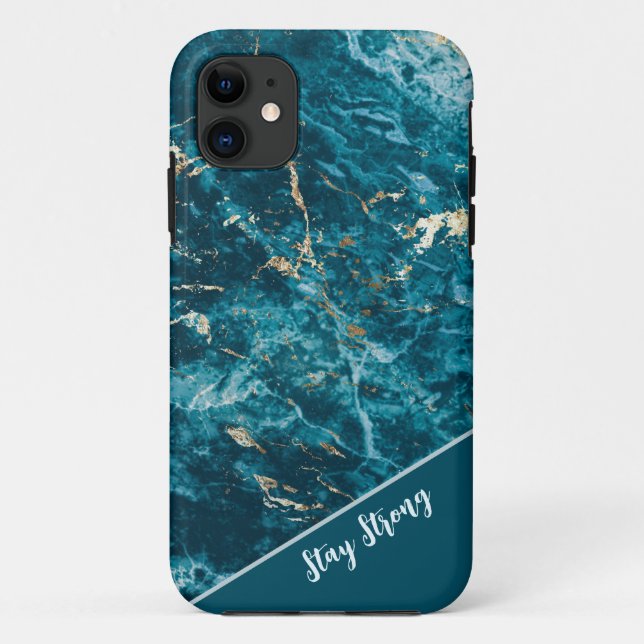 Abstract turquoise-gold marble iPhone Case (Back)