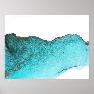 Abstract Turquoise Green Gold Alcohol Ink  Poster