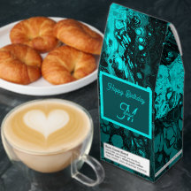 abstract turquoise marble birthday monogram