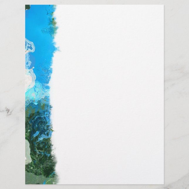 Abstract Turquoise Ocean Blue & Seaweed Letterhead (Front)