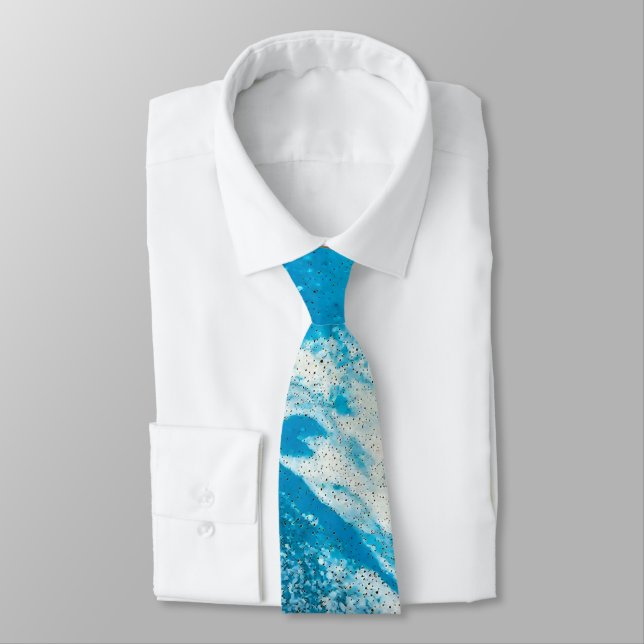 Abstract Turquoise Pattern Neck Tie (Tied)