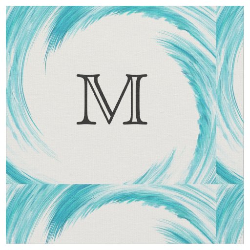 Abstract Turquoise Swirl Monogram Fabric