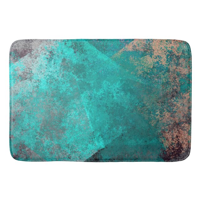 abstract turquoise teal grunge texture background bathroom mat (Front)