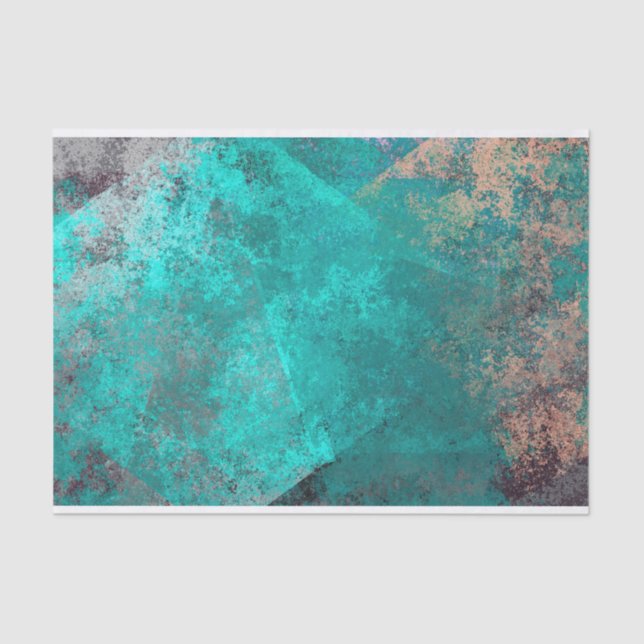 abstract turquoise teal grunge texture background tissue paper (Front)