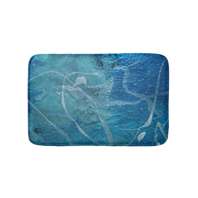 abstract turquoise texture bathroom mat (Front)