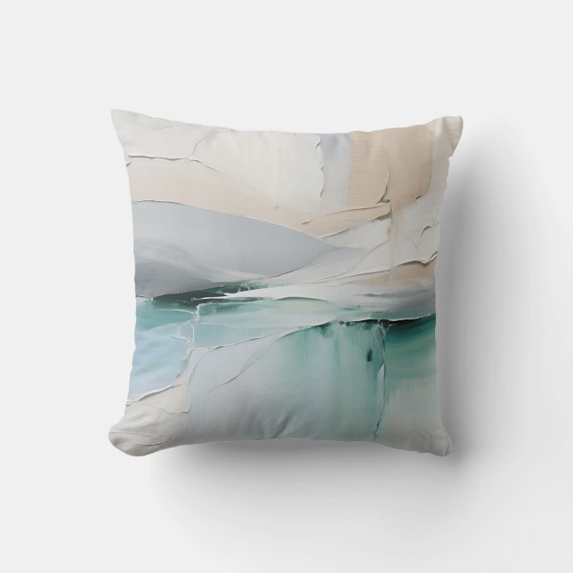 Abstract Turquoise White Texture Throw Pillow (Front)