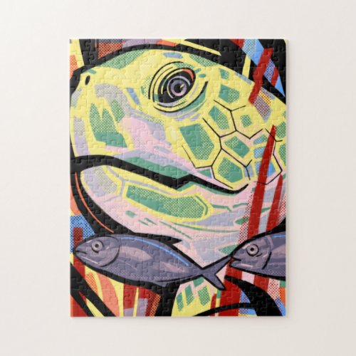 Abstract Turtle  Fish Endangered Animals Colorful Jigsaw Puzzle