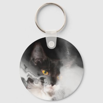 Abstract Tuxedo Cat Keychain by deemac1 at Zazzle