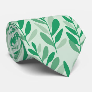 Abstract Twigs Leaves Blue and Green Neck Tie