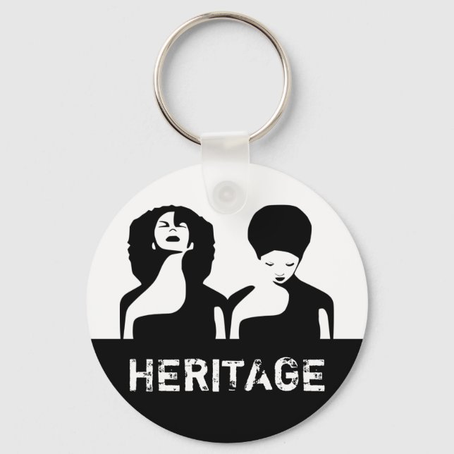 abstract Two Black Women Natural AFRICAN Heritage Keychain (Front)
