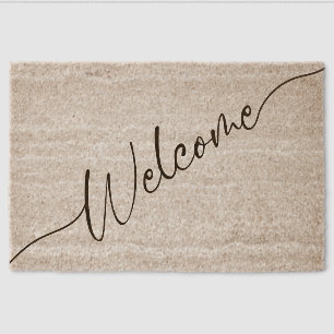 Abstract Typographical Calligraphy Welcome Fiber Doormat