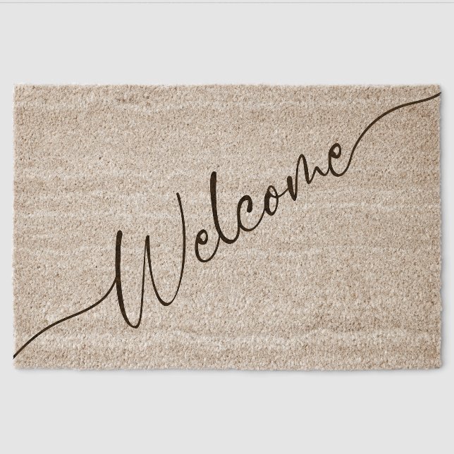 Abstract Typographical Calligraphy Welcome Fiber Doormat (Front)