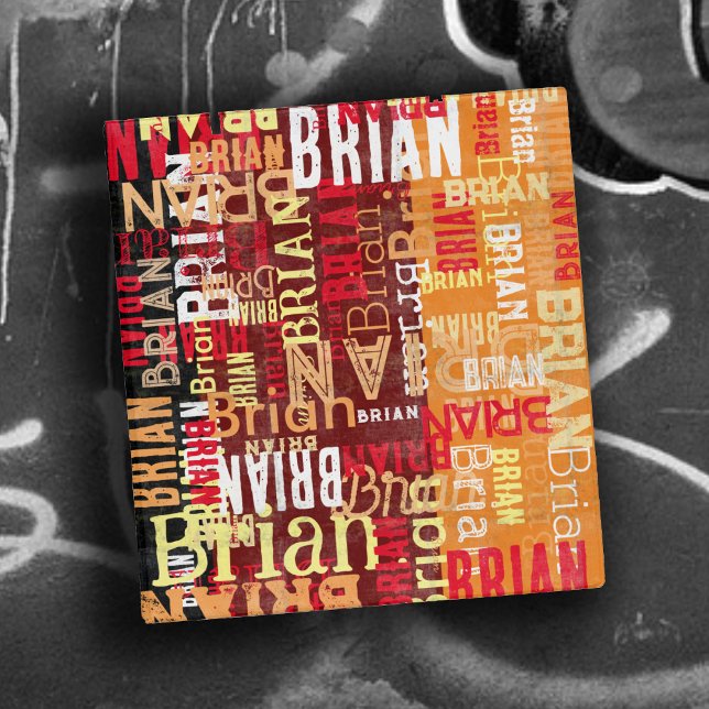 Abstract Typography Pattern of Brian Custom Name 3 Ring Binder (Creator Uploaded)