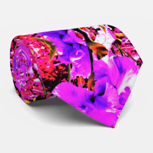 Abstract Ultra Violet Purple Iris on Red Neck Tie