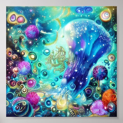 Abstract under sea life poster