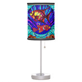 Abstract Underwater Fish & Shell Stained Glass Table Lamp (Left)