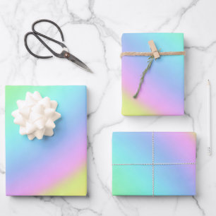 Abstract Unicorn Vibes Pastel Rainbow Art Wrapping Paper Sheets