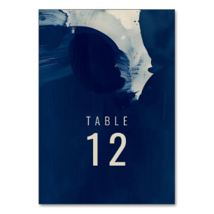 Abstract Unique Navy Blue Ink Wedding Table Number