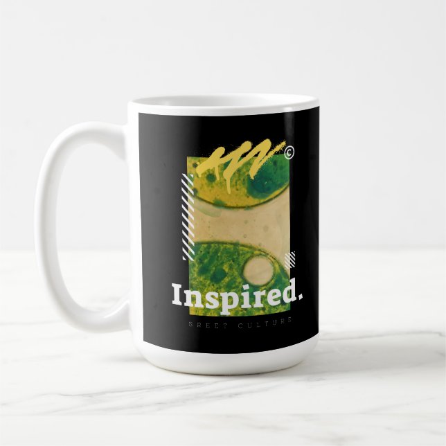 Abstract Urban Art Green & Yellow Aesthetic Coffee Mug (Left)