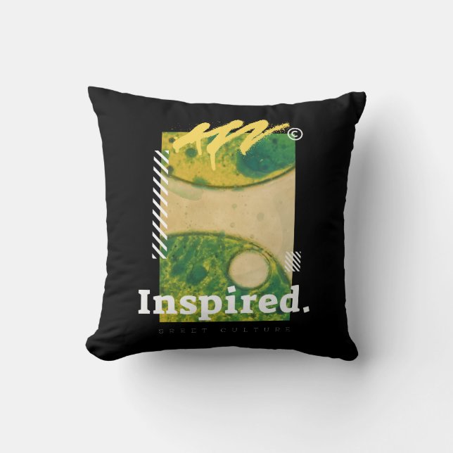 Abstract Urban Art Green & Yellow Aesthetic Throw Pillow (Front)
